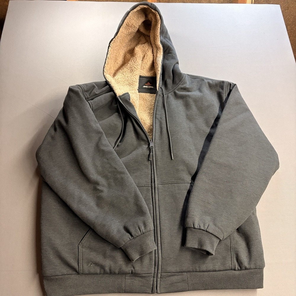 Ridgecut Toughwear Mens 3XL Sherpa Lined Full Zip Hoodie Gray RC11011